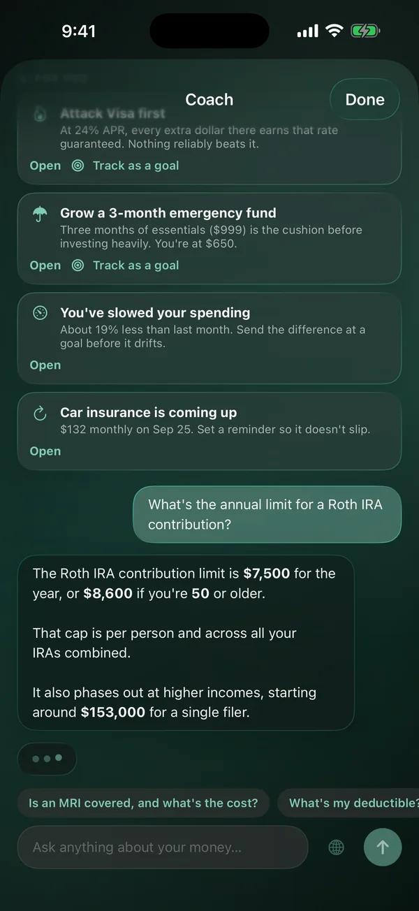 The coach answering a question about Roth IRA limits.